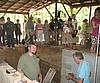 Matt Luck answers questions at kiln opening